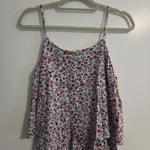 Grey and Maroon Gap Tank-Floral Pattern Flowy - Picture 4 of 4